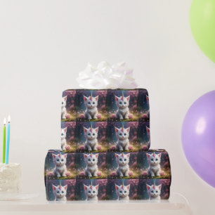 White Unicorn Kitten Acrylic Art, Wrapping Paper