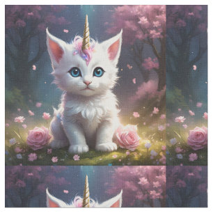 White Unicorn Kitten, Fabric