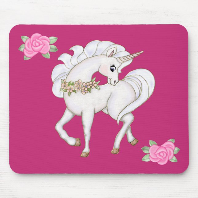 White Unicorn Mouse Pad (Front)