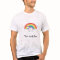 White unicorn on rainbow and clouds