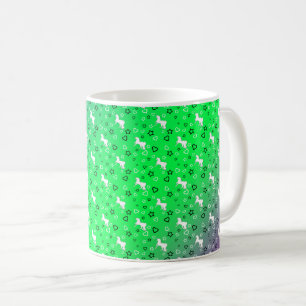 White Unicorn Pattern (Green & Purple) Coffee Mug