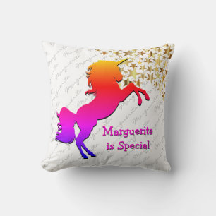 White UNICORN Personalized Keepsake Throw Pillow
