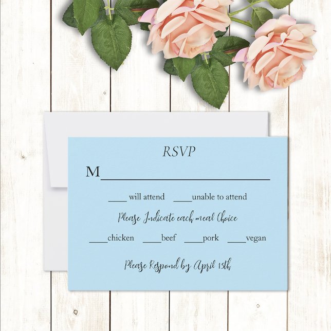 White Unicorn Pink Flowers Blue RSVP Card (Creator Uploaded)