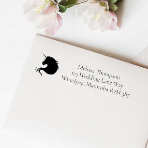White Unicorn Pink Flowers Blue Wedding Self-inking Stamp