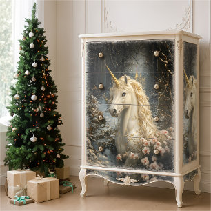 White Unicorn Pink Orchids Winter Fairytale Horse Tissue Paper