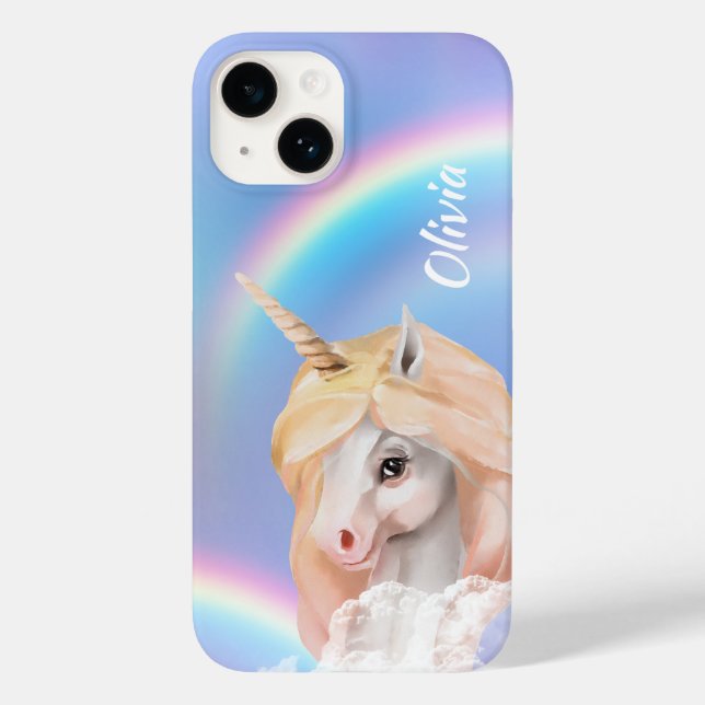 White Unicorn Rainbow Sky Case-Mate iPhone Case (Back)