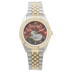 White Unicorn Red Fractals Animal Art Personalized Watch