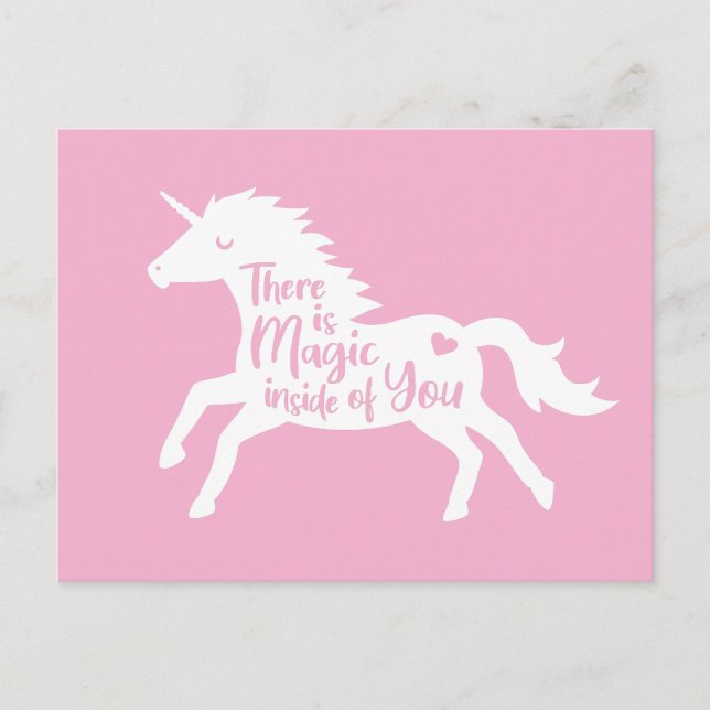 White Unicorn Silhouette Magic Inside Of You Postcard (Front)