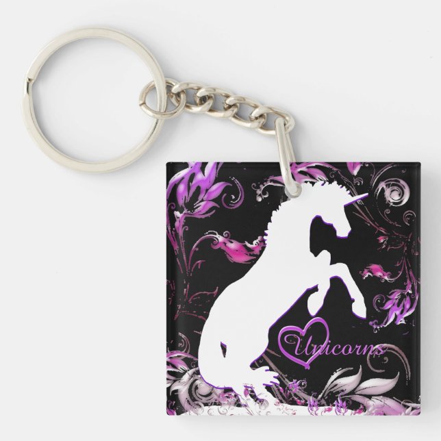 White Unicorn V (Colourful Splash) Keychain (Front)