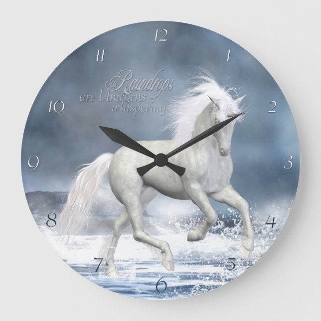 White Unicorn Wall Clock (Front)