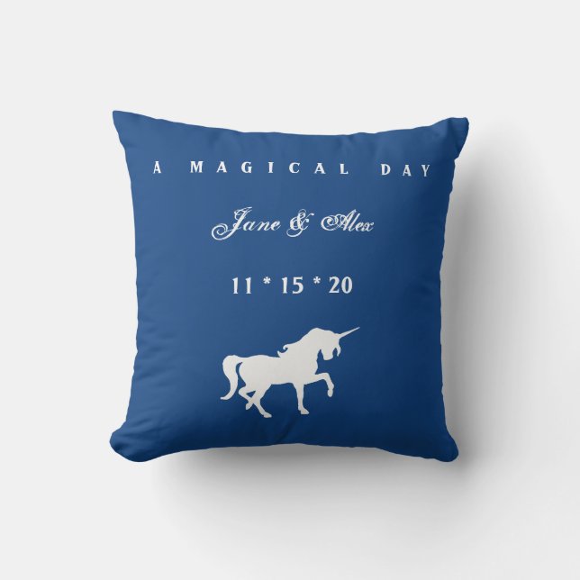 White Unicorn Wedding Pillow (Front)