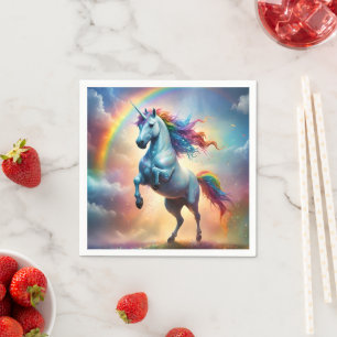 White Unicorn With Rainbow Sparkle, Napkin