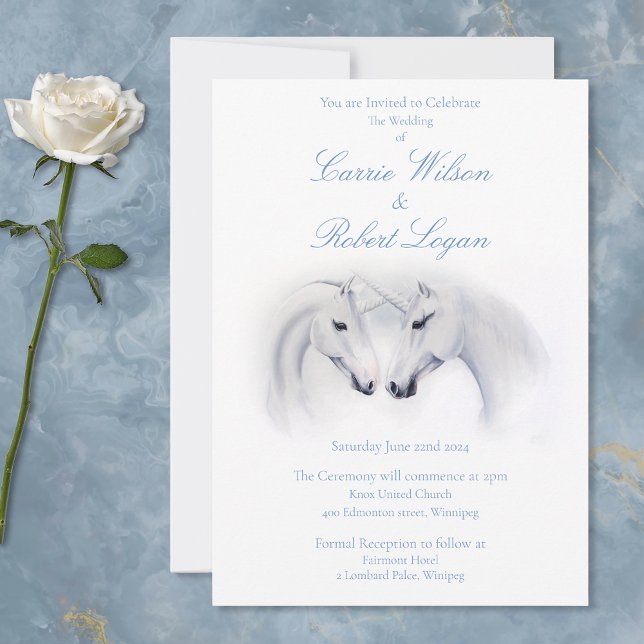 White Unicorns Love Couple Invitation (Creator Uploaded)