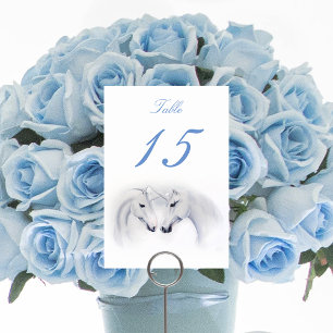 White Unicorns Love Couple Table Number
