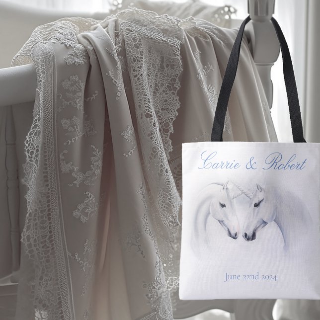 White Unicorns Love couple Tote Bag (Creator Uploaded)