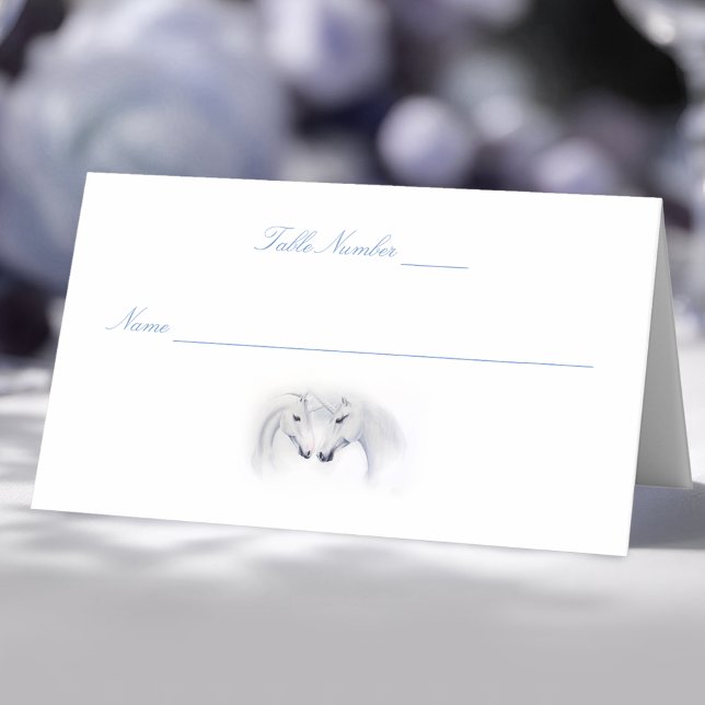White Unicorns Love Couple Wedding  Place Card (Creator Uploaded)