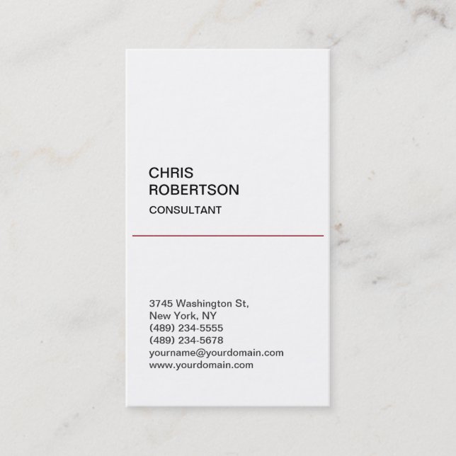 White Unique Plain Classic Standard Business Card (Front)