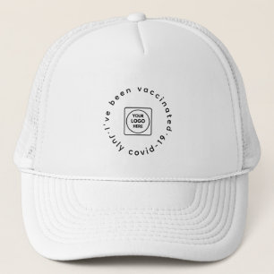 White Vaccinated Staff Hat   Custom Business Logo