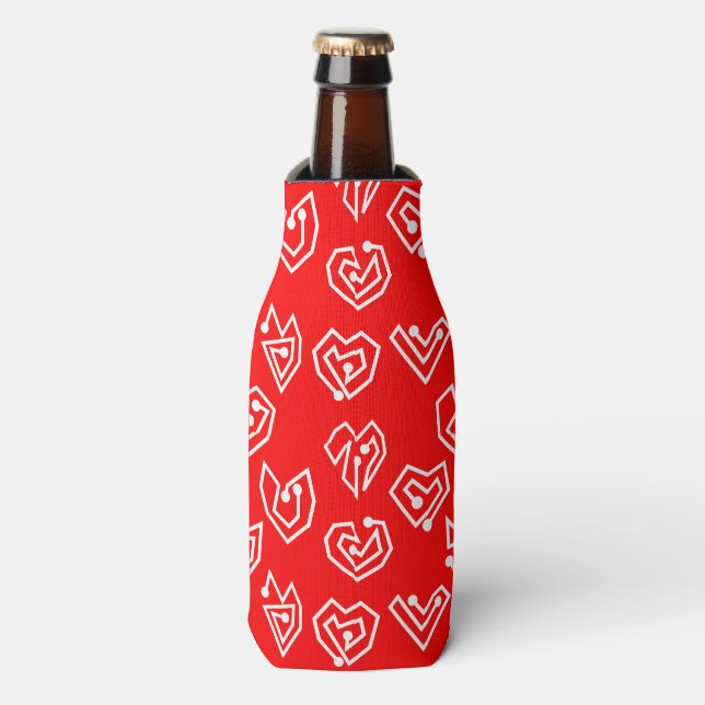 White Valentine's Mazes  Bottle Cooler (Bottle Front)