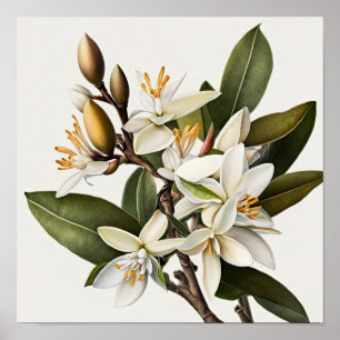 White Vanilla Flowers Art Print Poster