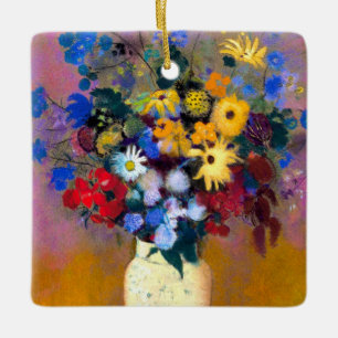 White Vase with Flowers Odilon Redon Ceramic Ornament