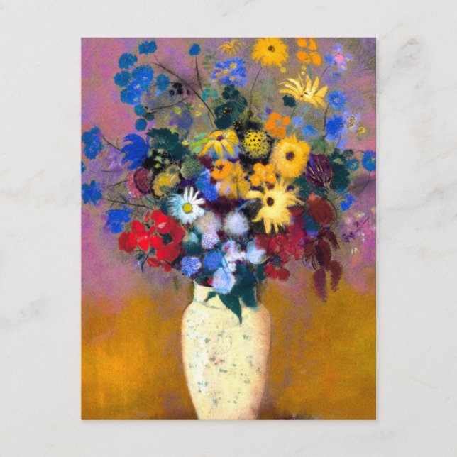 White Vase with Flowers Odilon Redon Enclosure Card (Front)