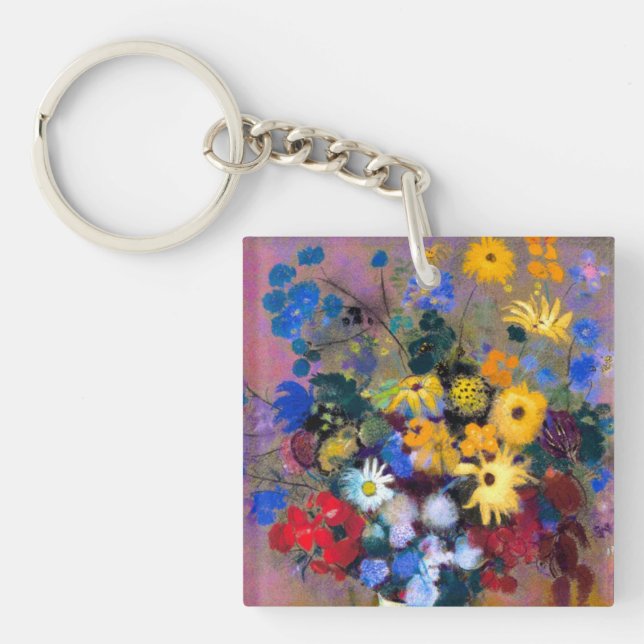 White Vase with Flowers Odilon Redon Keychain (Front)