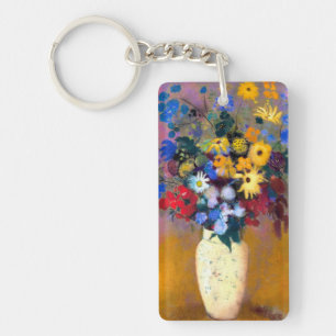 White Vase with Flowers Odilon Redon Keychain