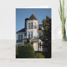 White Victorian Home Blank Note Card