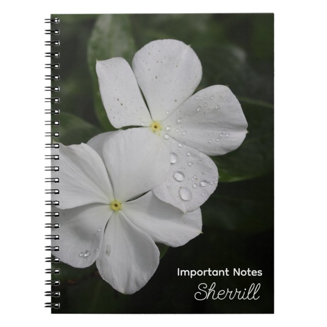 White Vincas Photograph Personalized Notebook (Front)