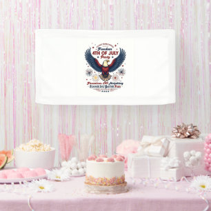 White Vintage 4th of July Banner – Retro Eagle