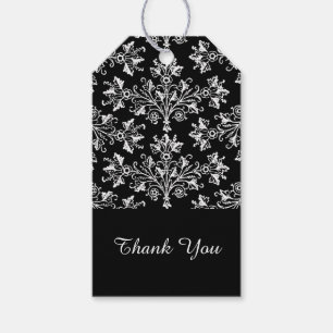 White Vintage Damask Pattern Custom Thank You Tag