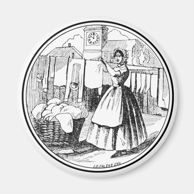 White Vintage Farmhouse Laundry Room Magnet (Front)