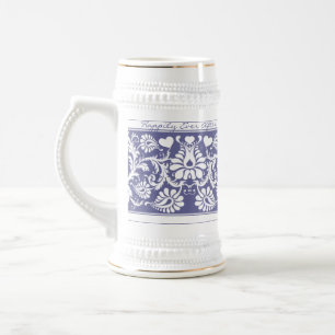 White Vintage Floral Wedding Favours Beer Stein