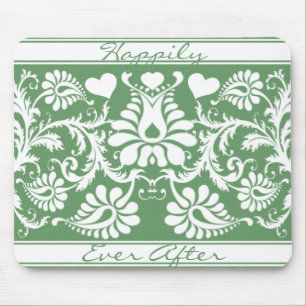 White Vintage Floral Wedding Favours Mouse Pad