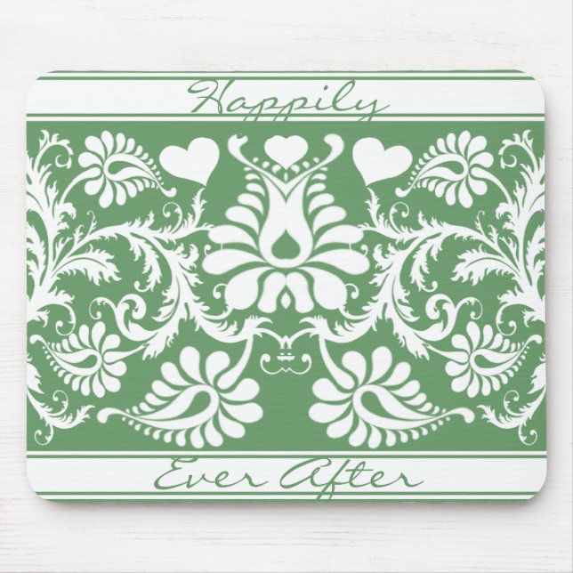 White Vintage Floral Wedding Favours Mouse Pad (Front)