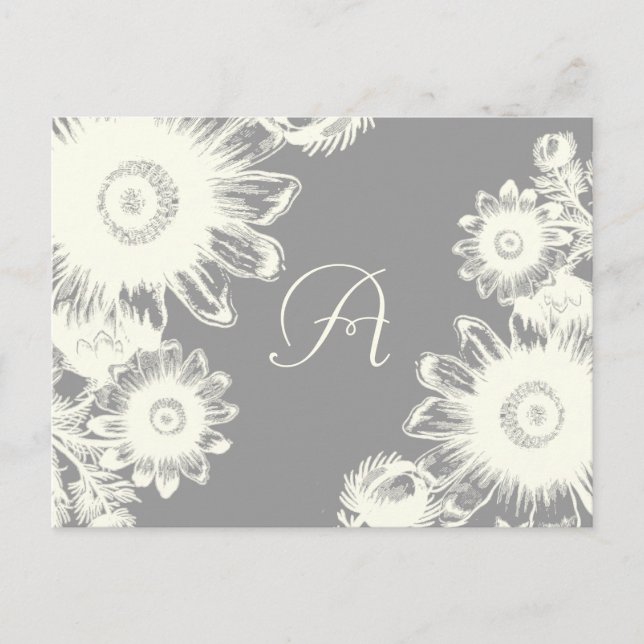 White Vintage Flower -choose colour - RSVP Card (Front)