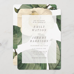 White Vintage Flower Frame Wedding Invitation