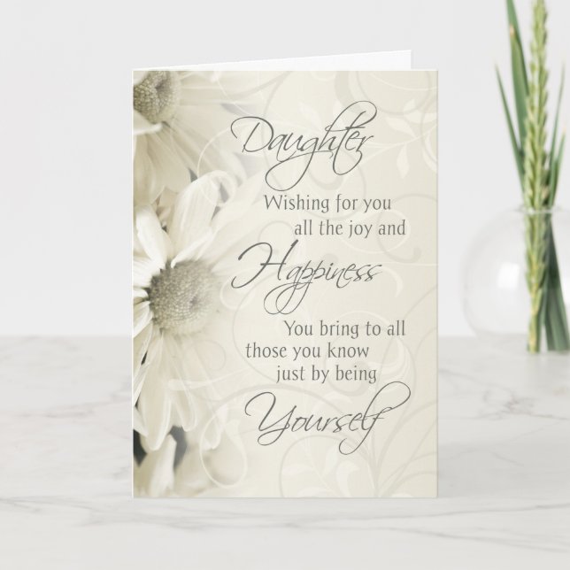 White Vintage Flowers Daughter Birthday Card (Front)