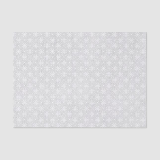 White Vintage Holiday Christmas Snowflake Tissue Paper (Front)