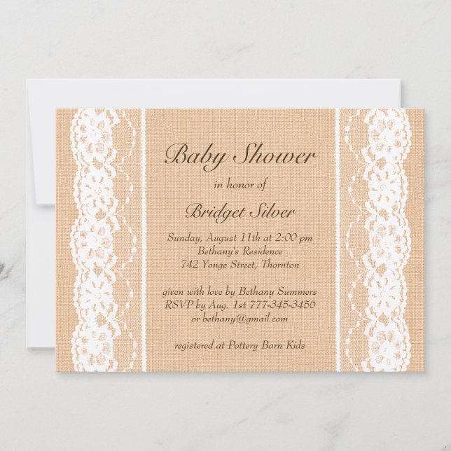 White Vintage Lace Baby Shower Invitation (Front)