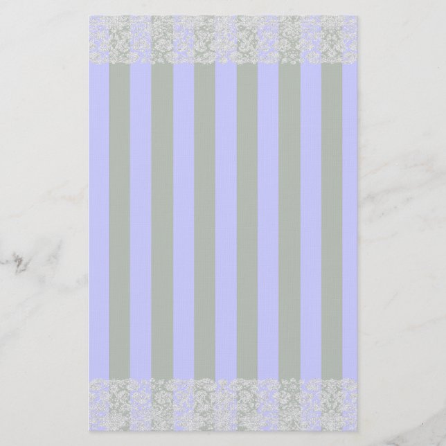 White Vintage Lace Warm Grey With Stripes Stationery
