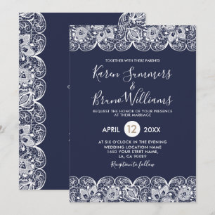 White Vintage Lace Wedding Invitation