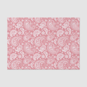 White Vintage Paisley Over Pink Background Tissue Paper