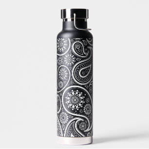 White vintage paisley pattern water bottle