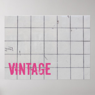 White Vintage Tiles 80s 70s 60s retro used look Poster