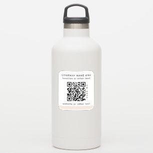 White Vinyl square Business QR code Water Bottle
