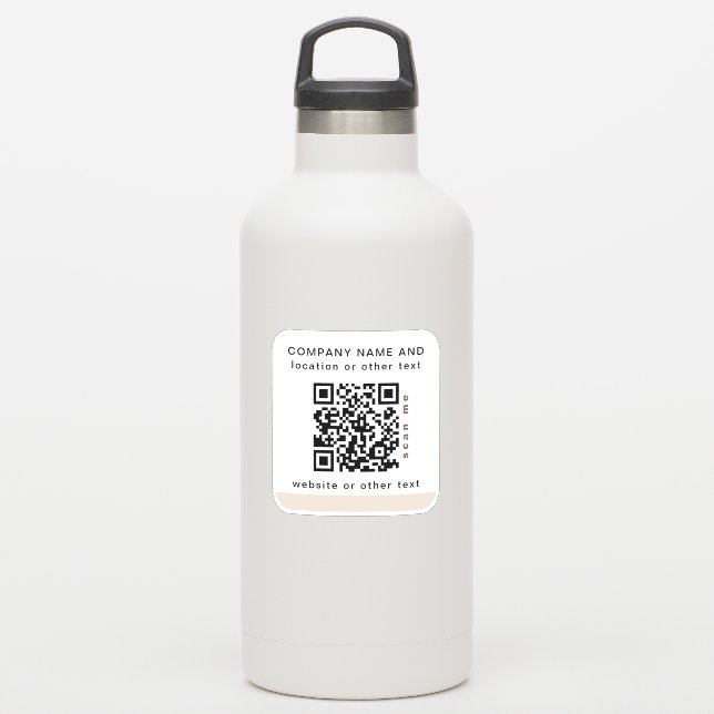 White Vinyl square Business QR code Water Bottle (Waterbottle)