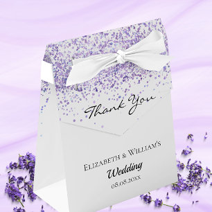 White violet glitter thank you wedding favor box