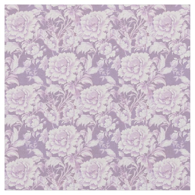 White / violet Rose Flowers design Fabric (Close Up)